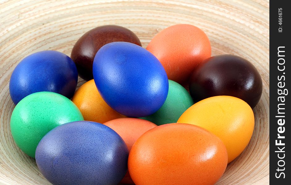 Color Easter Eggs On Plate