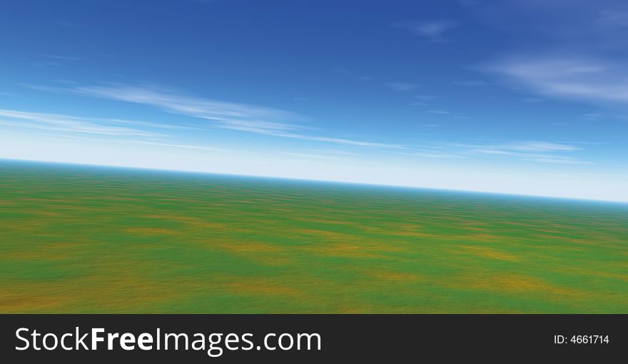 Beautiful summer landscape - 3d illustration. Beautiful summer landscape - 3d illustration