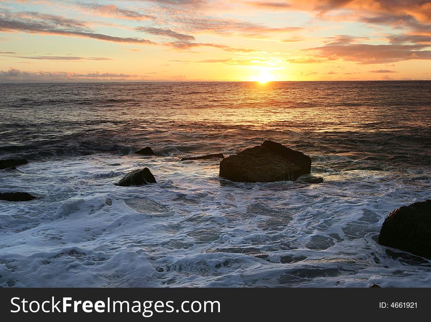 Sunset sky over Atlantic ocean. Sunset sky over Atlantic ocean