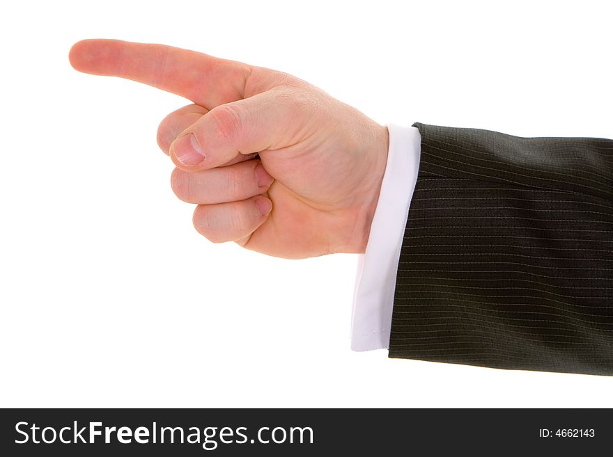 Male hand gesture isolated in white background