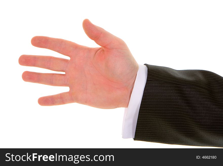 Male hand gesture isolated in white background