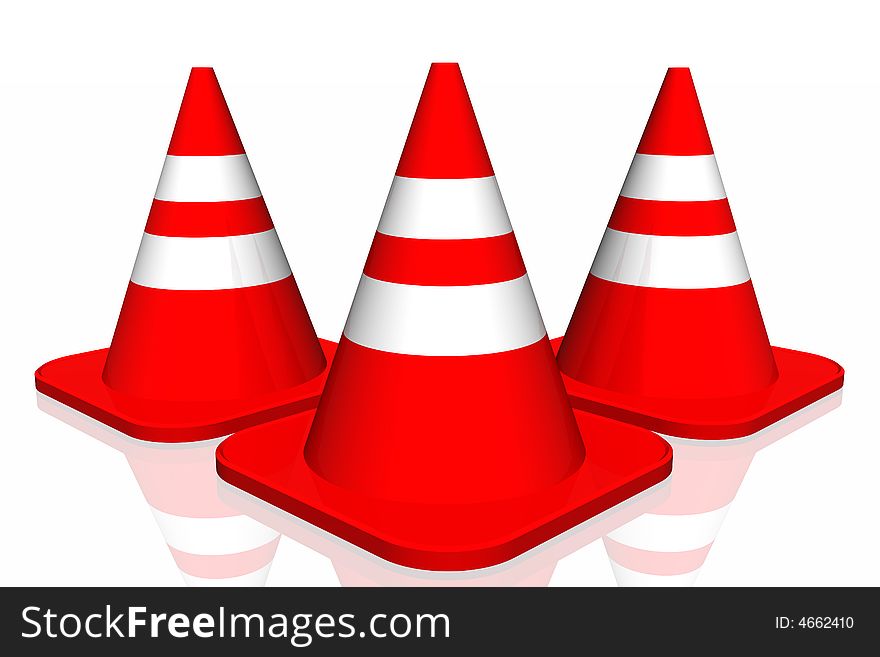 3d traffic cone isolated in white background