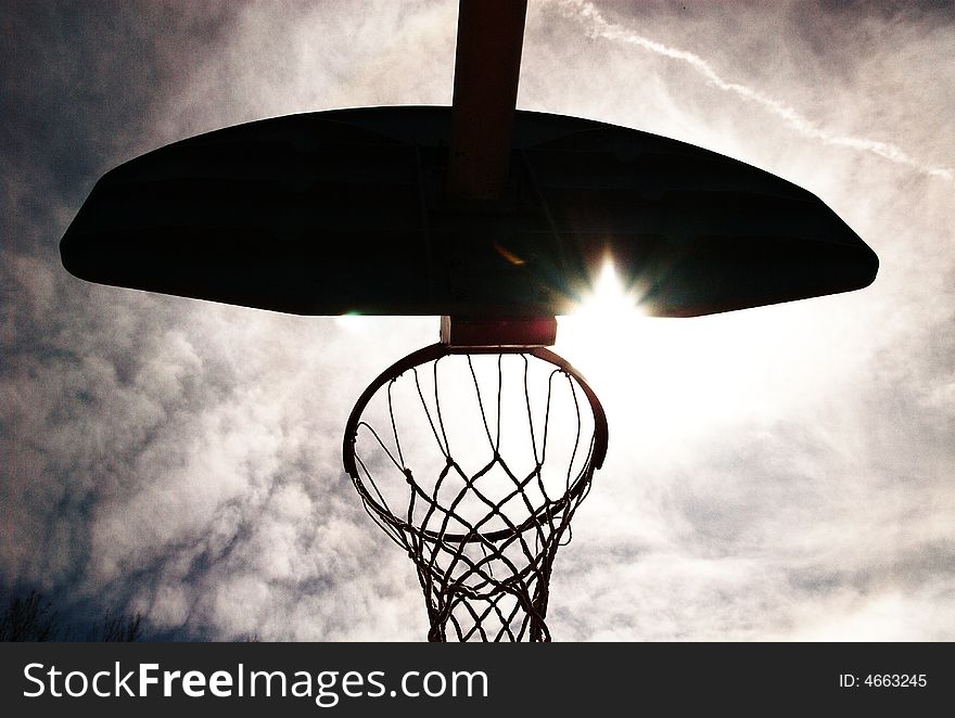 Basketball Hoop Silhouetted.