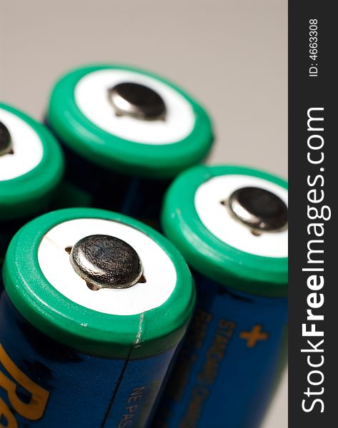 A aa rechargeable battery on white.