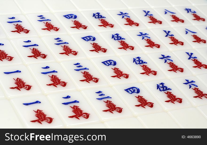 Mahjong, all the 'wan' set tiles. Mahjong, all the 'wan' set tiles.