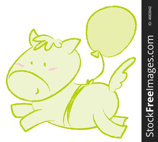 Cute green horse with a balloon. Cute green horse with a balloon
