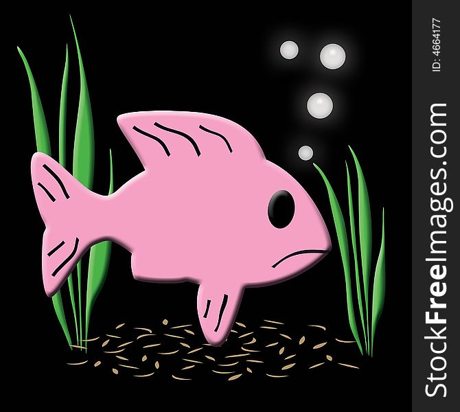 Pink fish swimming among aquarium plants illustration. Pink fish swimming among aquarium plants illustration