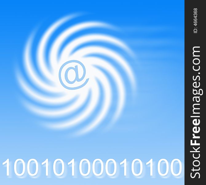 Conceptual Illustration showing email symbol with line of numbers. Conceptual Illustration showing email symbol with line of numbers