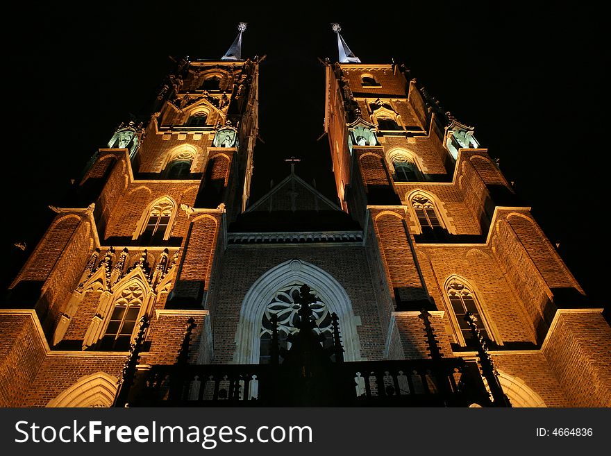 St. John`s Cathedral at night. St. John`s Cathedral at night