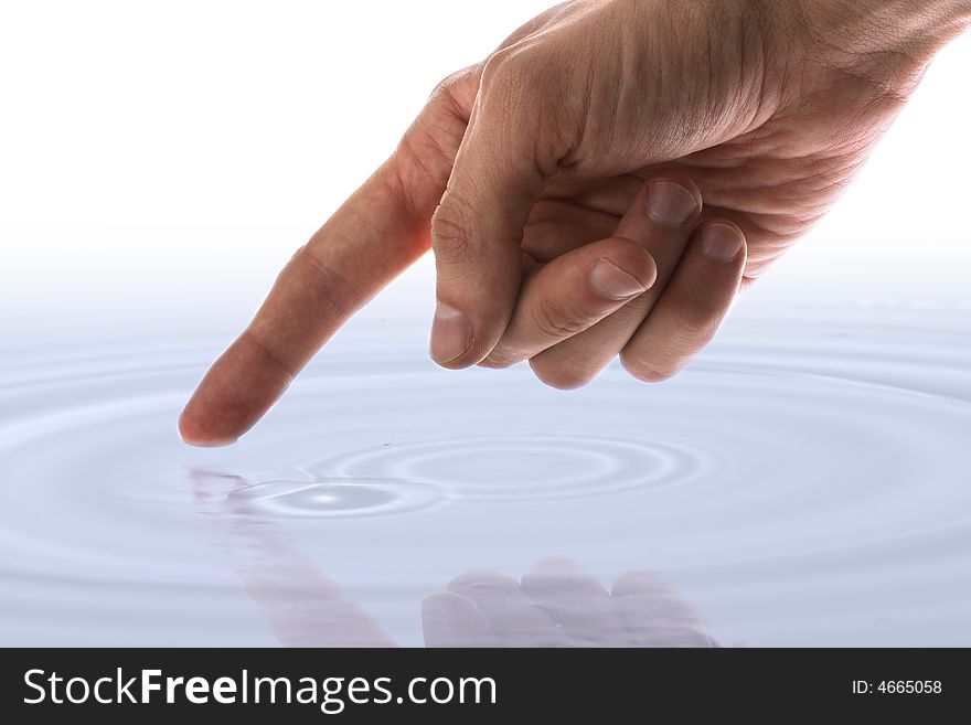 Human Hand Creating A Wave Of Water