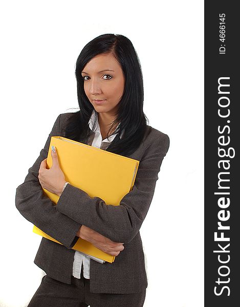 Young business woman working with files