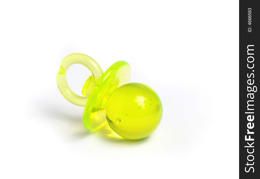 Plastic pacifiers in a white background. Isolated photo.