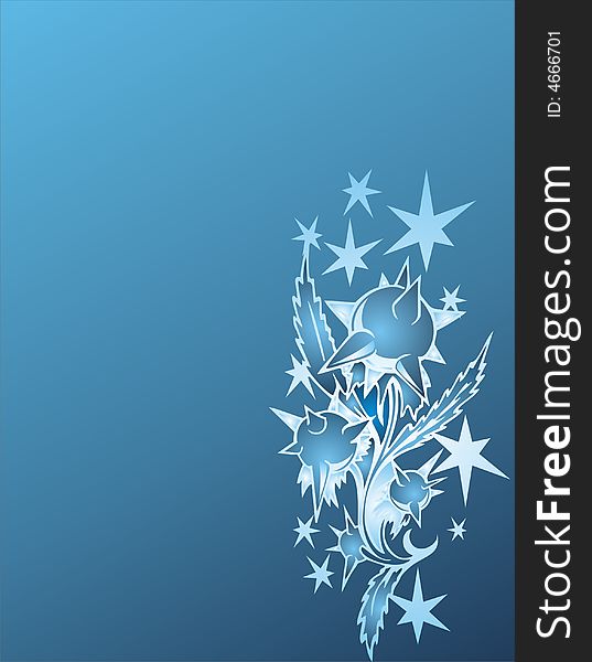 Silver stars on blue background - illustration