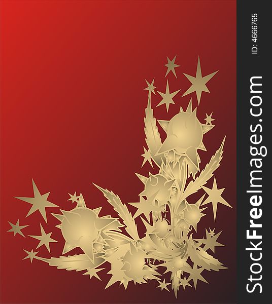 Golden stars frame on red background -  illustration