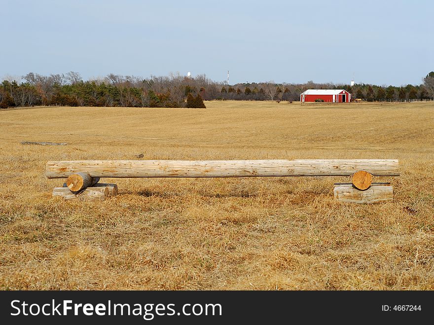 Obstacle on cross-country course in early spring. Obstacle on cross-country course in early spring.