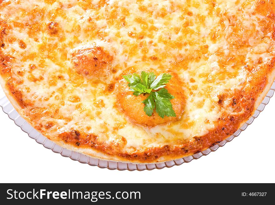 Delicious part of pizza with cheeses