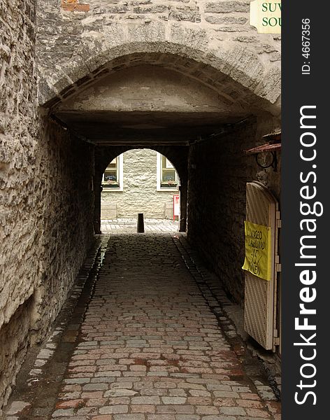 Old medieval street in Tallinn, Estonia.