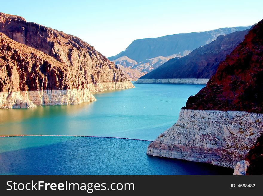 View of river that runs into Hoover Dam.