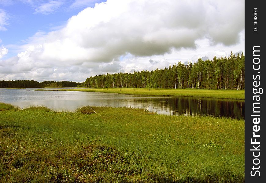 A beautiful Karelian forest lake. A beautiful Karelian forest lake