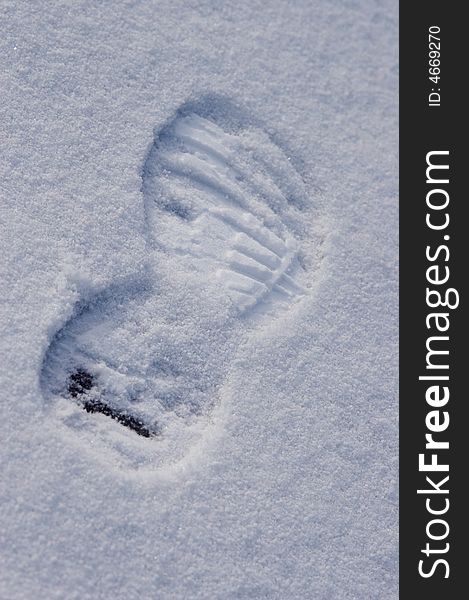 Trace of footwear tractor sole in snow