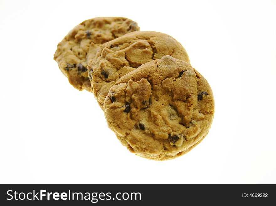 Three homemade chocolate chip cookies