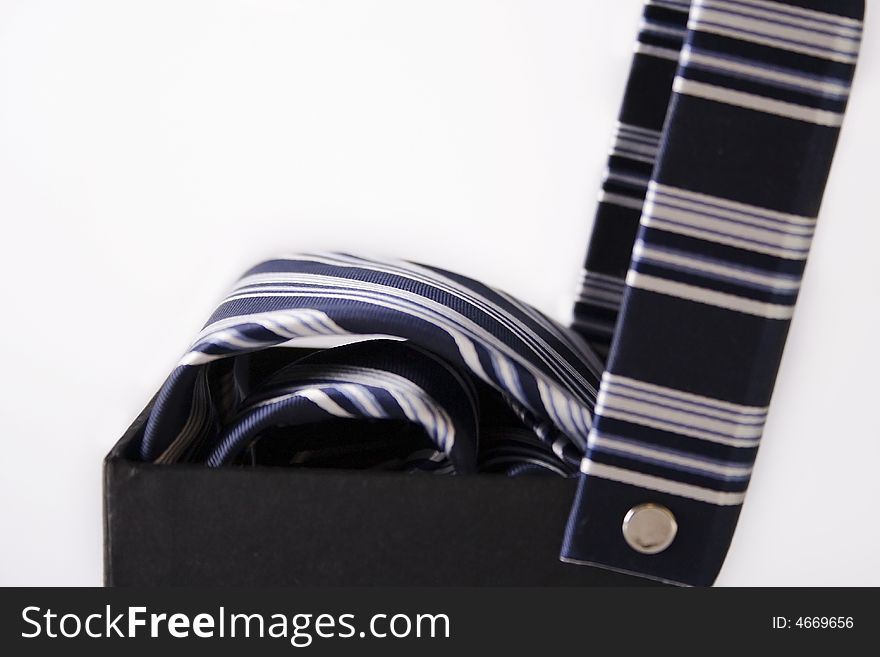 Silk necktie with box, isolated on the white background