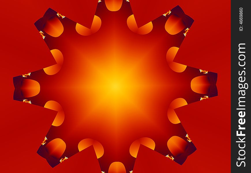 A red hot frame with bright orange polka dots make up this interesting fractal. A red hot frame with bright orange polka dots make up this interesting fractal.