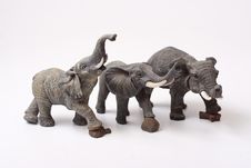 Three Ceramic Elephant Figurines Royalty Free Stock Image