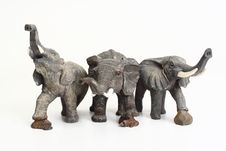 Three Ceramic Elephant Figurines Royalty Free Stock Photography