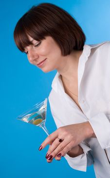 The Woman With A Glass Of Martini Stock Photos The Woman With A Glass Of Martini Stock Photos