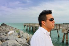 Man By A Pier Royalty Free Stock Photography Man By A Pier Royalty Free Stock Photography