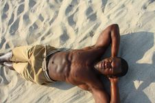 Man Laying On The Sand Royalty Free Stock Photo Man Laying On The Sand Royalty Free Stock Photo