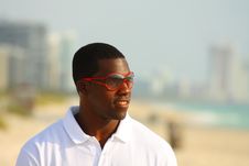 Man Wearing Red Sunglasses Stock Images