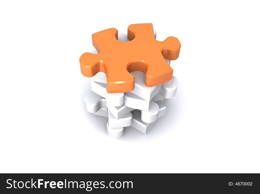 Jigsaw Puzzle Rendered Illustration, representing Teamwork, success and standing out from the crowd
