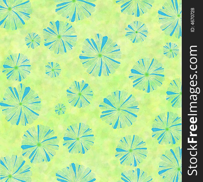 Fresh Pleated blue and green FLowers on mottled green background. Fresh Pleated blue and green FLowers on mottled green background