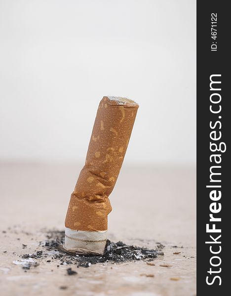 Closeup of end of cigarette with copyspace