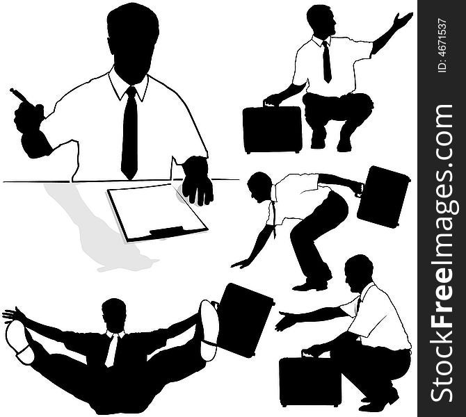 Business Silhouettes 30 - Businessman with briefcase - illustrations as vector.