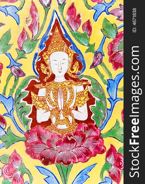 Colorful buddhist temple wall decorations. Colorful buddhist temple wall decorations