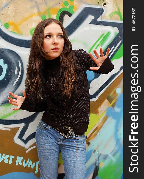 Girl Near The Graffiti Wall