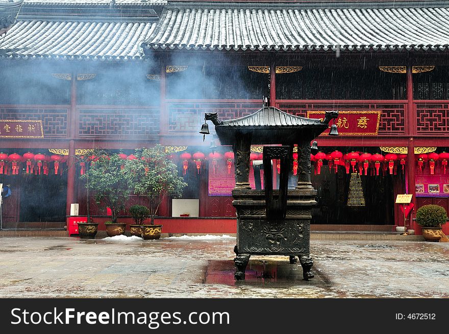 Chinese buddhist shrine in the city of Shanghai China