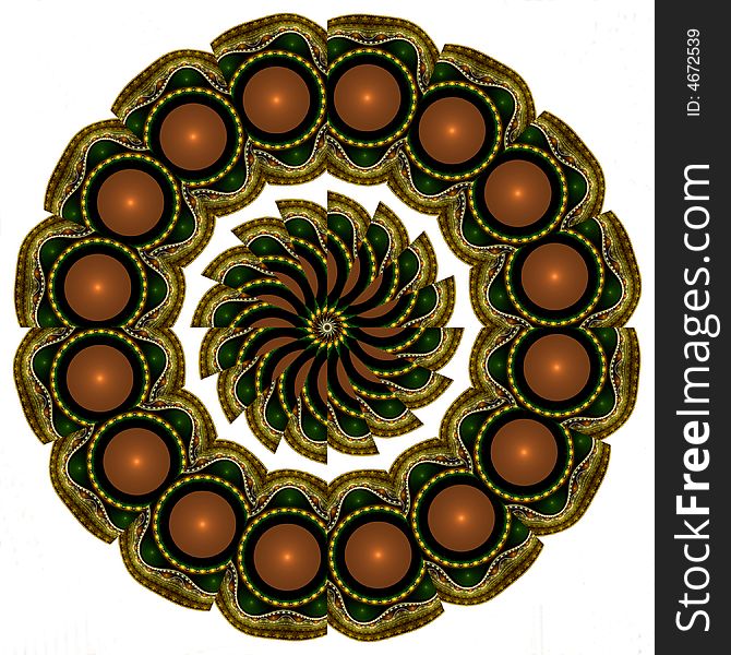 Abstract fractal image resembling a coral encrusted mandala