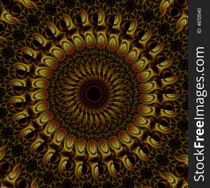 Abstract fractal image resembling a cloisonne medallion