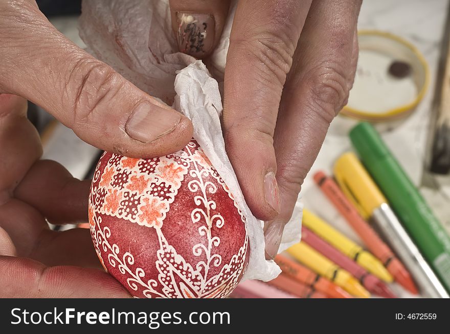 Painted eggs are decorated by various techniques before Easter. Painted eggs are decorated by various techniques before Easter.