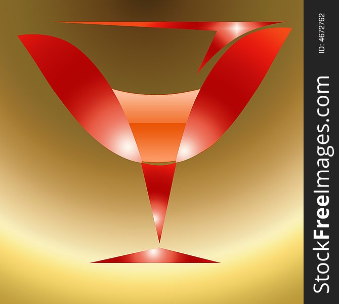A red glass illustrated in computer as having alcohloic drink
