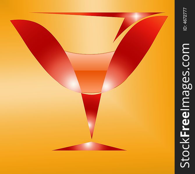 A red glass illustrated in computer as having alcohloic drink