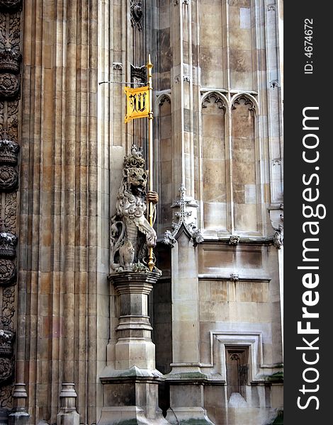 Lion, Gold Flag - Royal Symbol. London