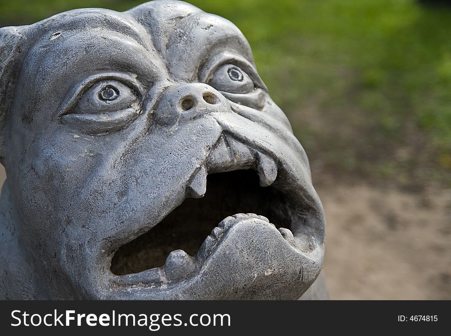 The stone sculpture which stands in the park