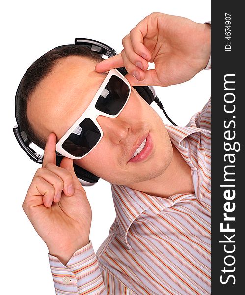 Young man with sunglasses and headphones