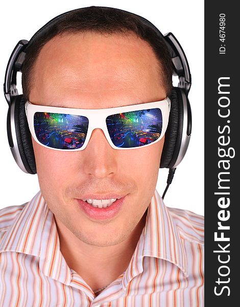 Young Man With Sunglasses And Headphones