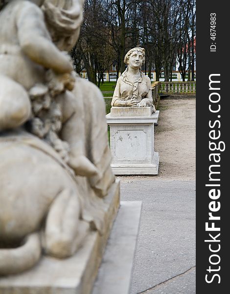 The stone sculpture which stands in the park